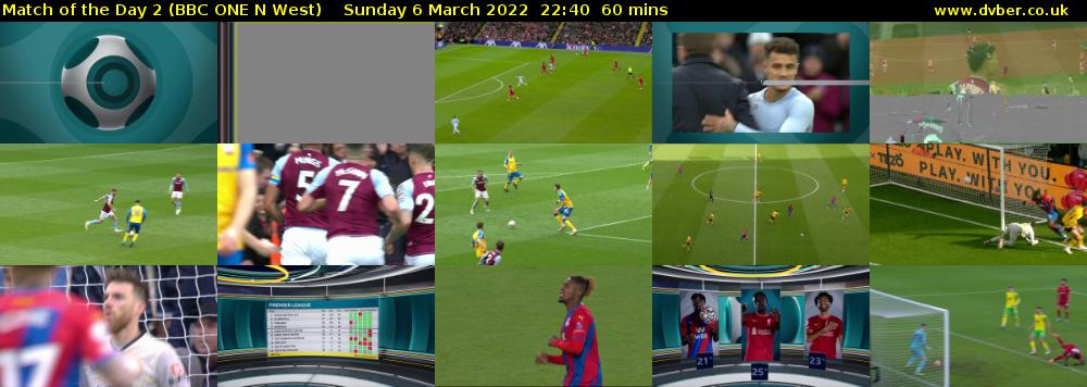 Match of the Day 2 (BBC ONE N West) Sunday 6 March 2022 22:40 - 23:40