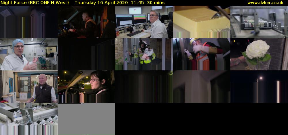 Night Force (BBC ONE N West) Thursday 16 April 2020 11:45 - 12:15