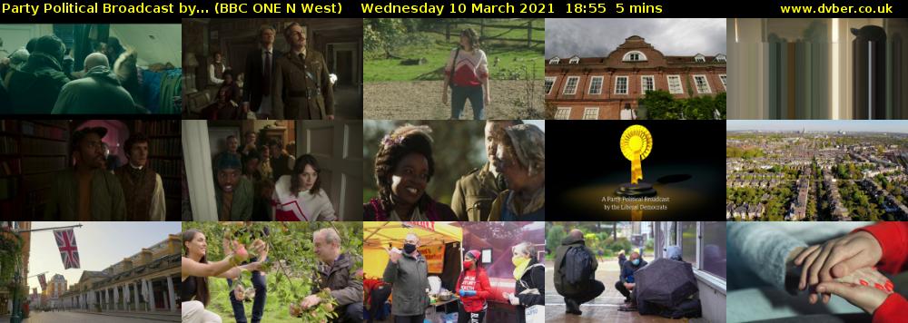 Party Political Broadcast by... (BBC ONE N West) Wednesday 10 March 2021 18:55 - 19:00