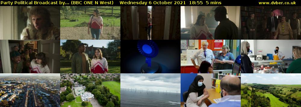 Party Political Broadcast by... (BBC ONE N West) Wednesday 6 October 2021 18:55 - 19:00