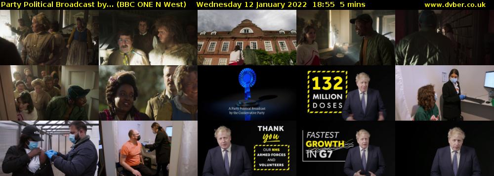 Party Political Broadcast by... (BBC ONE N West) Wednesday 12 January 2022 18:55 - 19:00