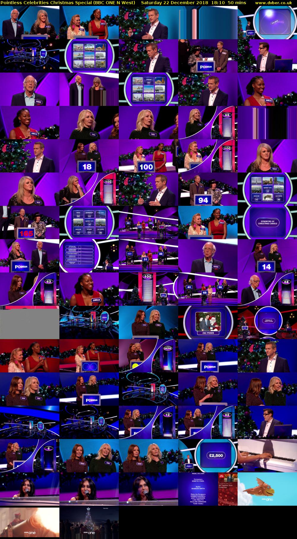 Pointless Celebrities Christmas Special (BBC ONE N West) Saturday 22 December 2018 18:10 - 19:00