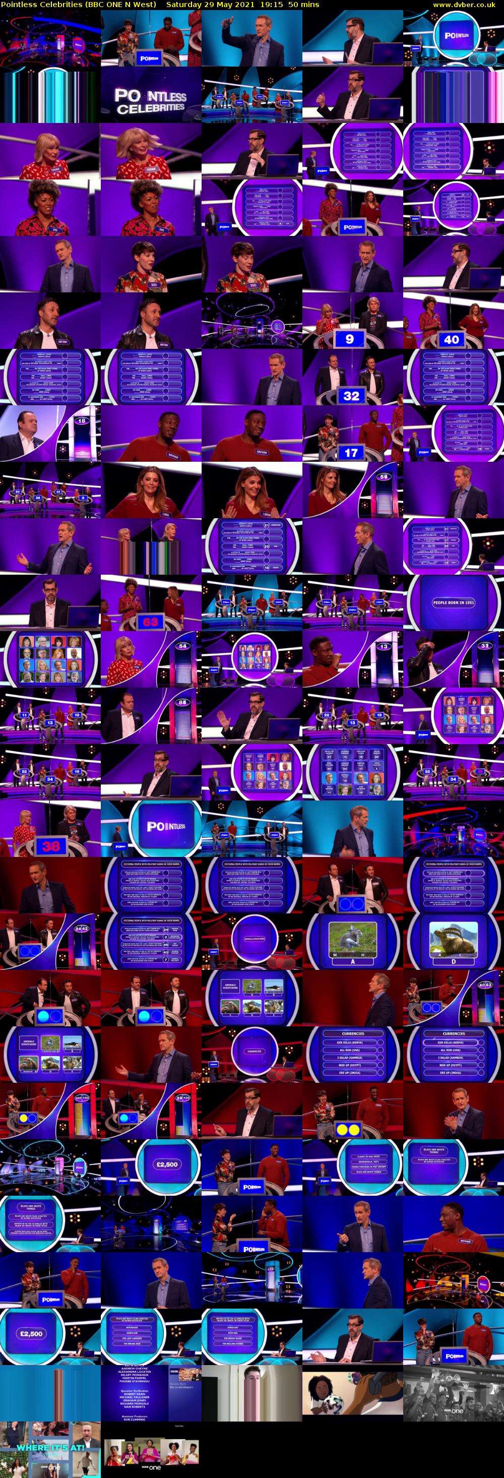 Pointless Celebrities (BBC ONE N West) Saturday 29 May 2021 19:15 - 20:05