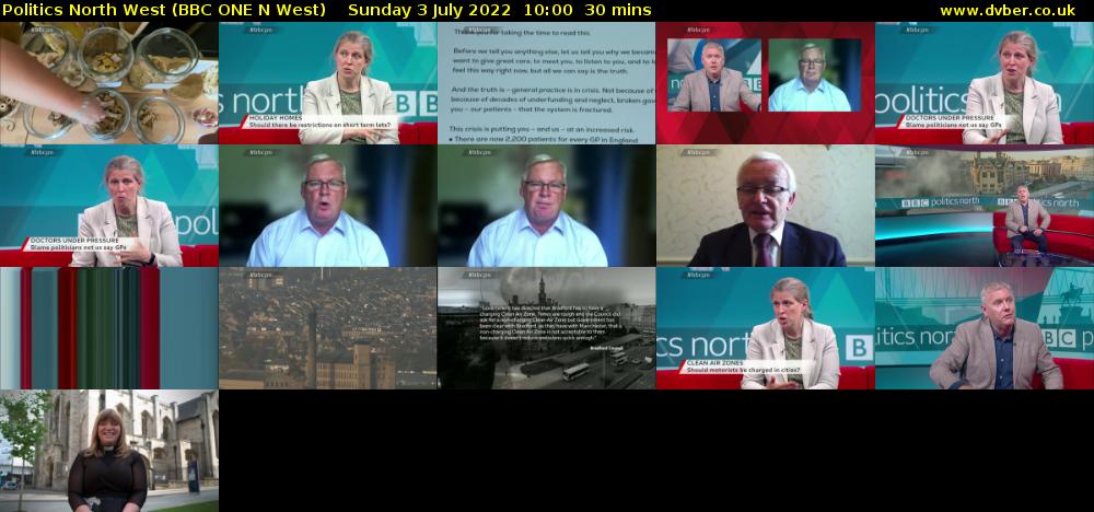 Politics North West (BBC ONE N West) Sunday 3 July 2022 10:00 - 10:30