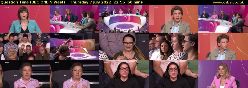 Question Time (BBC ONE N West) Thursday 7 July 2022 22:55 - 23:55