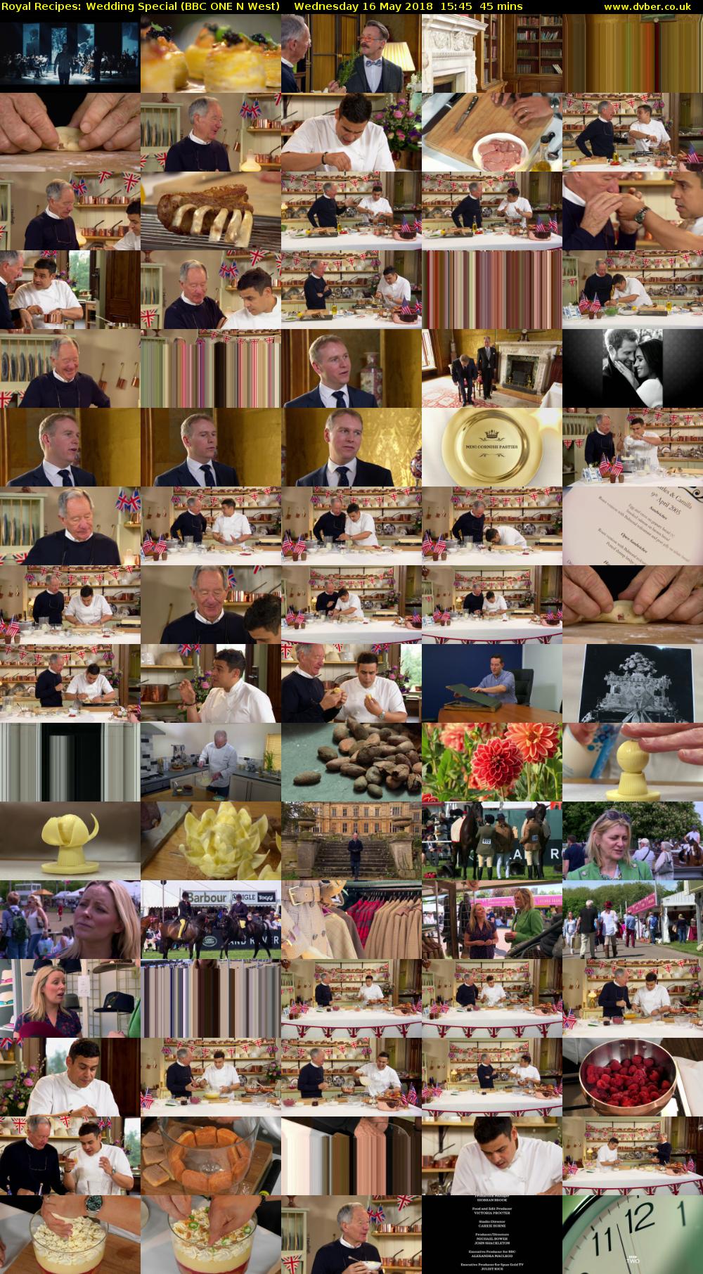 Royal Recipes: Wedding Special (BBC ONE N West) Wednesday 16 May 2018 15:45 - 16:30