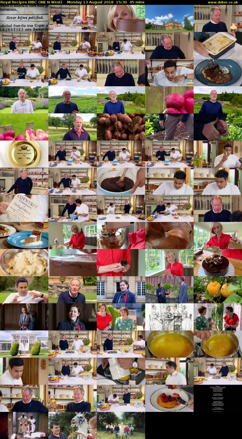 Royal Recipes (BBC ONE N West) Monday 13 August 2018 15:30 - 16:15