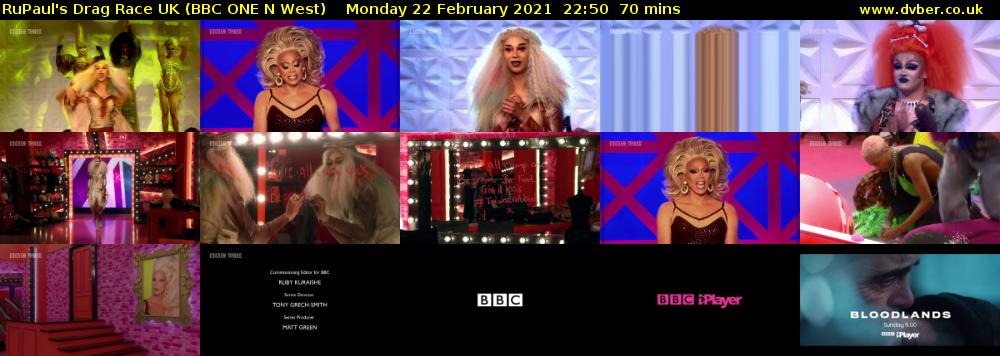 RuPaul's Drag Race UK (BBC ONE N West) Monday 22 February 2021 22:50 - 00:00