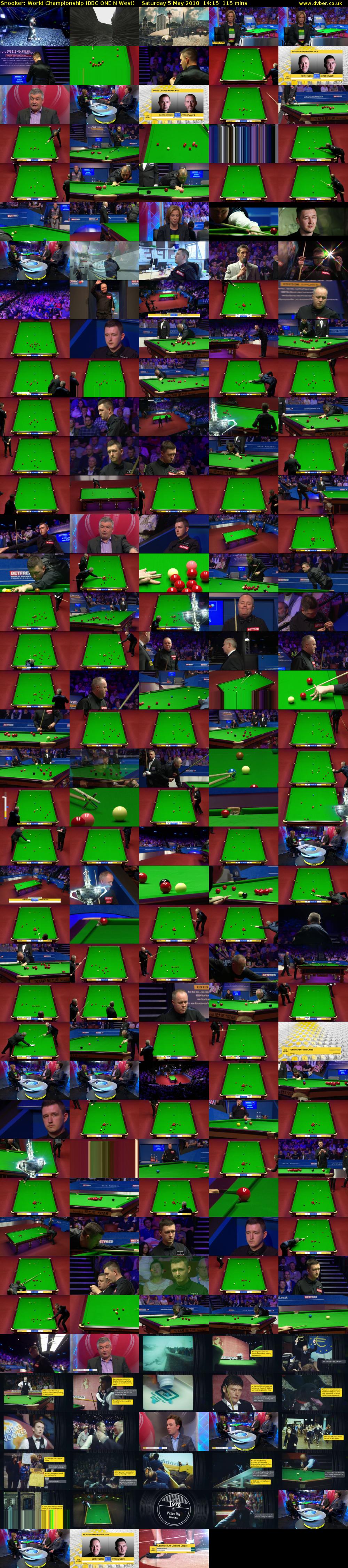 Snooker: World Championship (BBC ONE N West) Saturday 5 May 2018 14:15 - 16:10