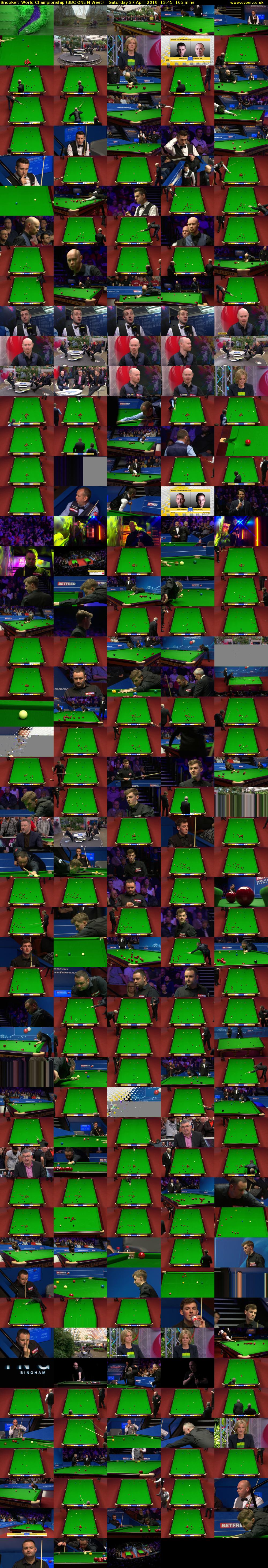 Snooker: World Championship (BBC ONE N West) Saturday 27 April 2019 13:45 - 16:30