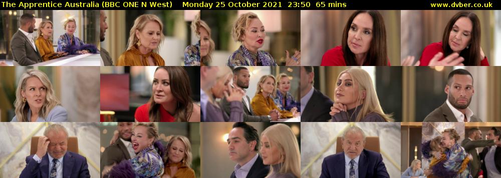 The Apprentice Australia (BBC ONE N West) Monday 25 October 2021 23:50 - 00:55