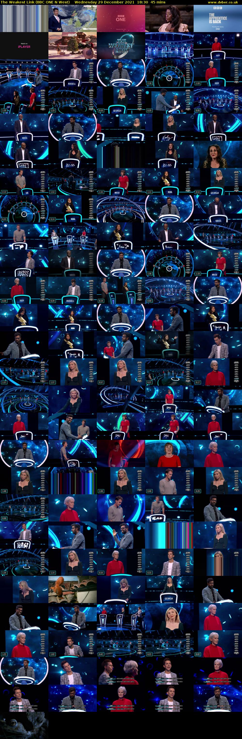 The Weakest Link (BBC ONE N West) Wednesday 29 December 2021 18:30 - 19:15