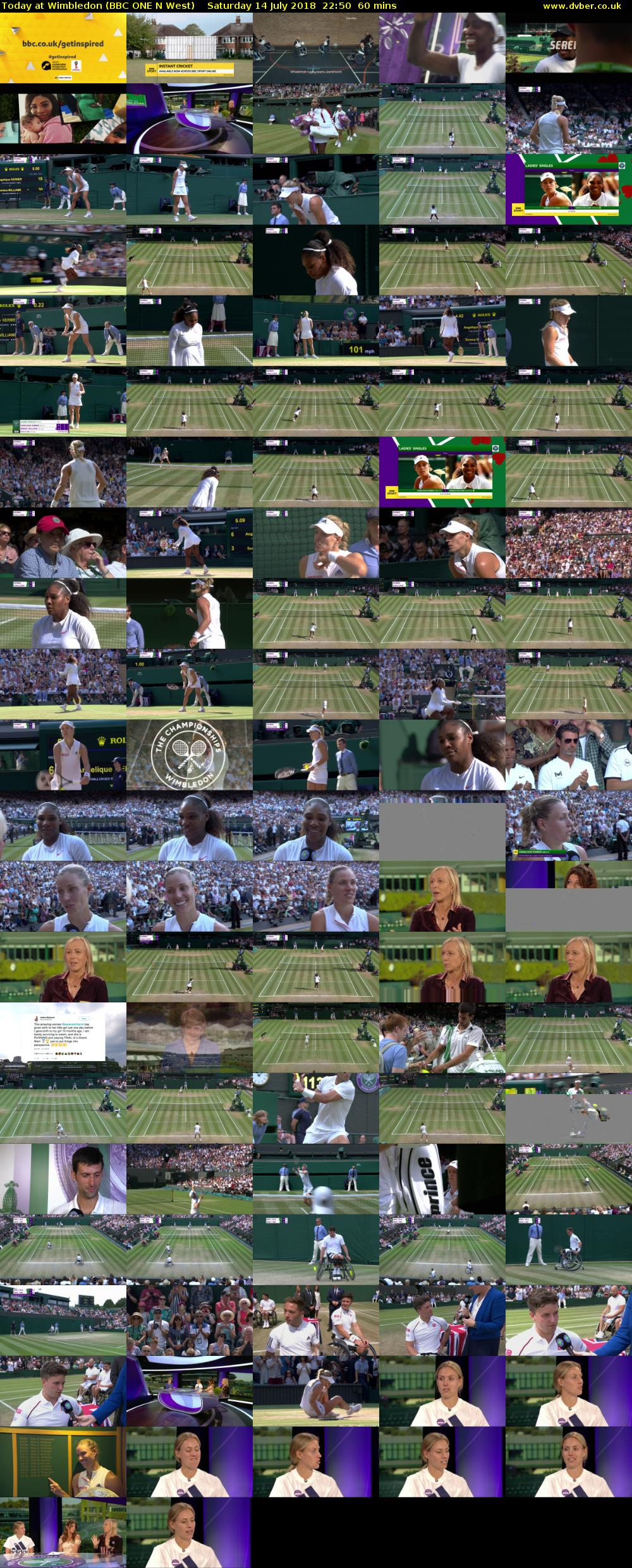 Today at Wimbledon (BBC ONE N West) Saturday 14 July 2018 22:50 - 23:50