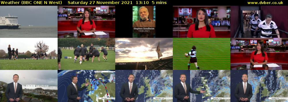 Weather (BBC ONE N West) Saturday 27 November 2021 13:10 - 13:15