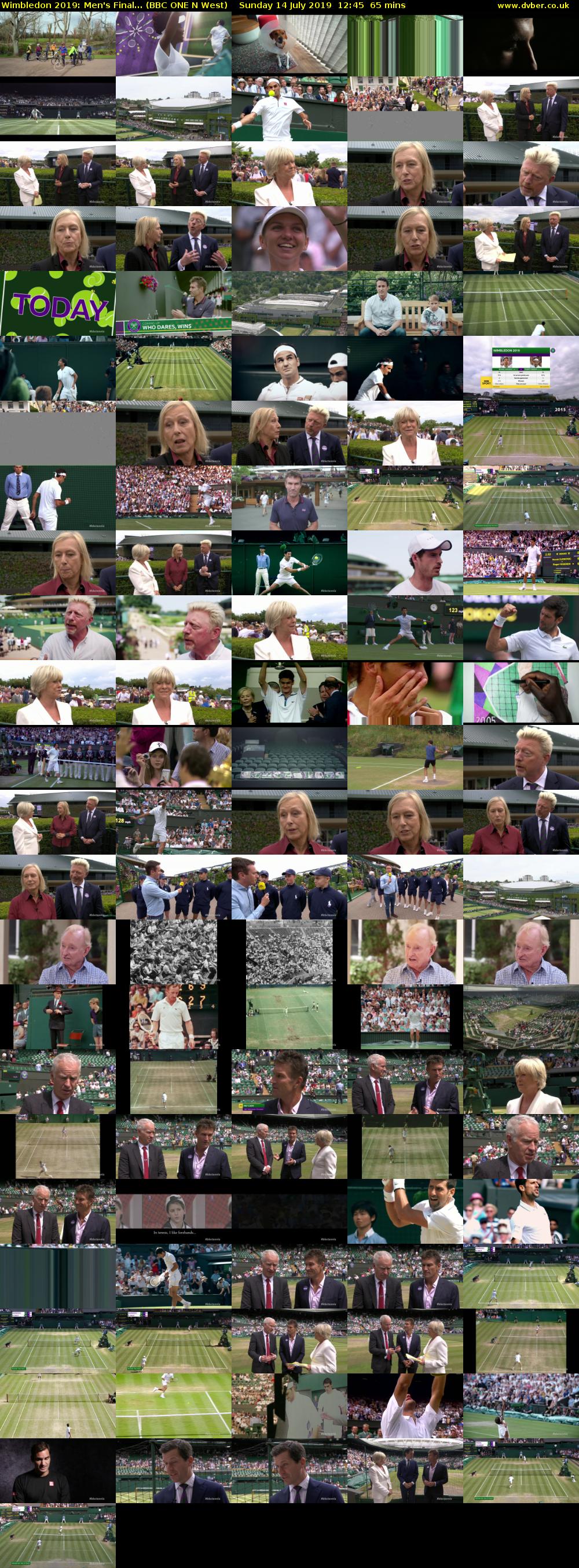 Wimbledon 2019: Men's Final... (BBC ONE N West) Sunday 14 July 2019 12:45 - 13:50