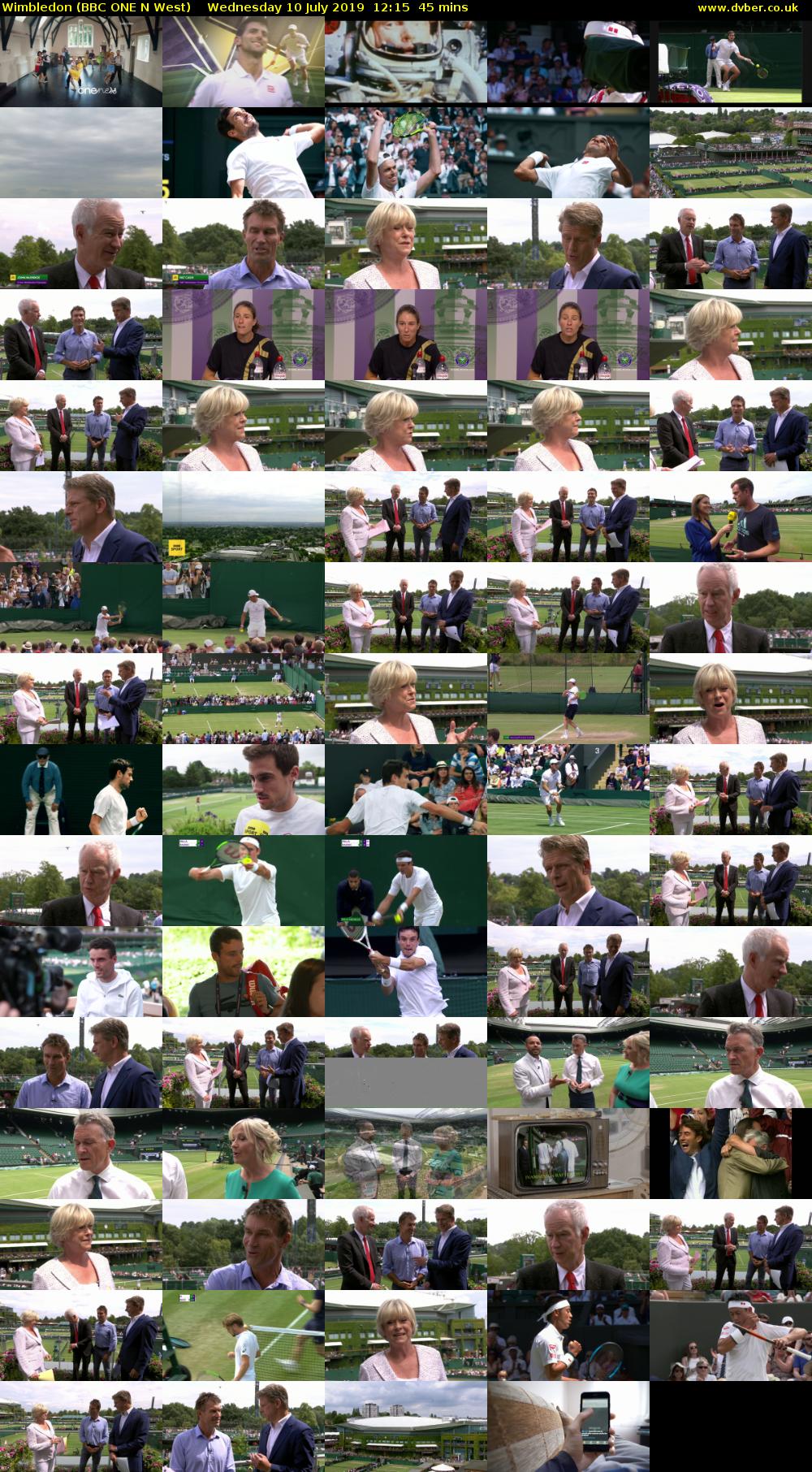 Wimbledon (BBC ONE N West) Wednesday 10 July 2019 12:15 - 13:00