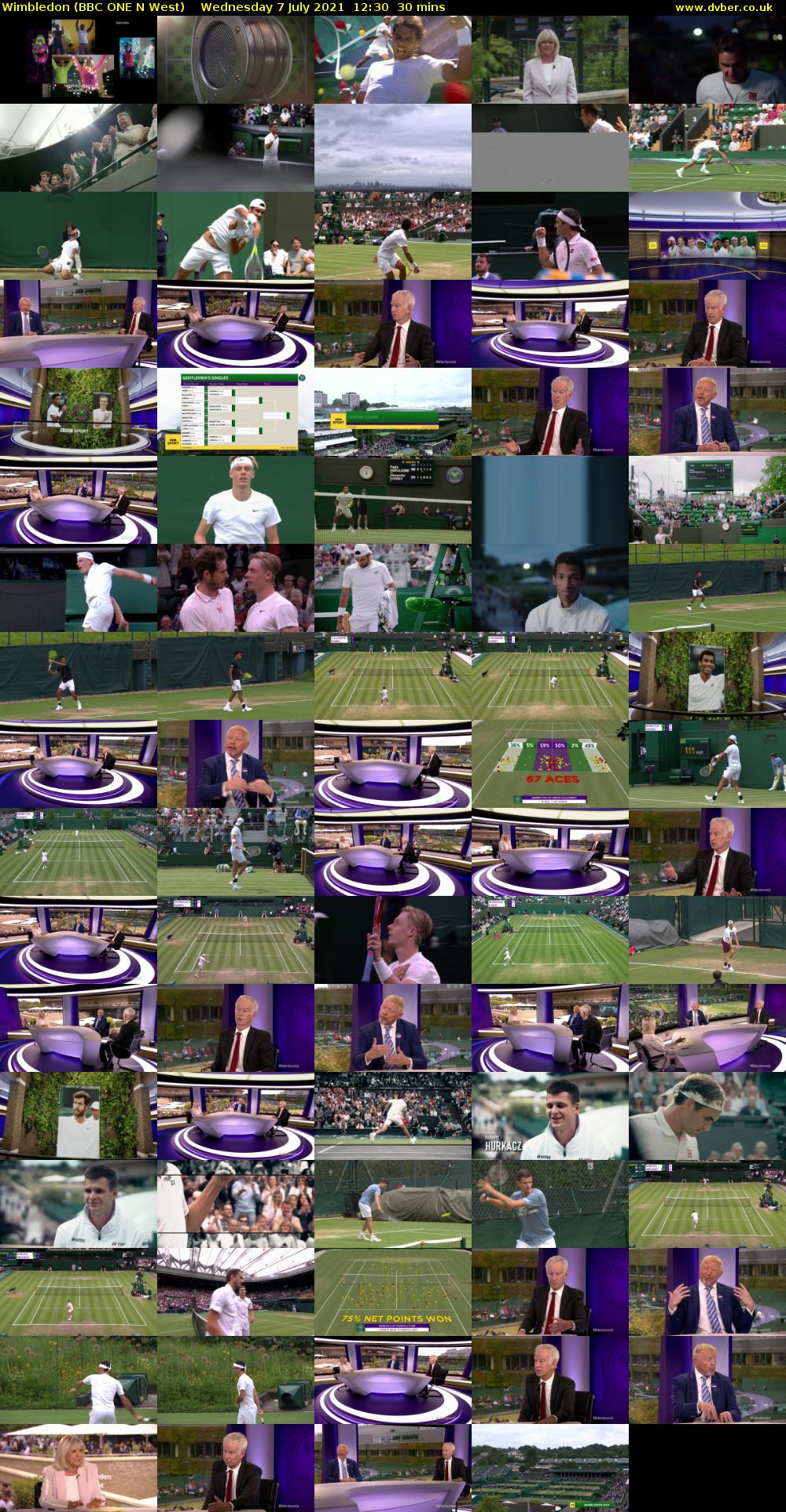 Wimbledon (BBC ONE N West) Wednesday 7 July 2021 12:30 - 13:00