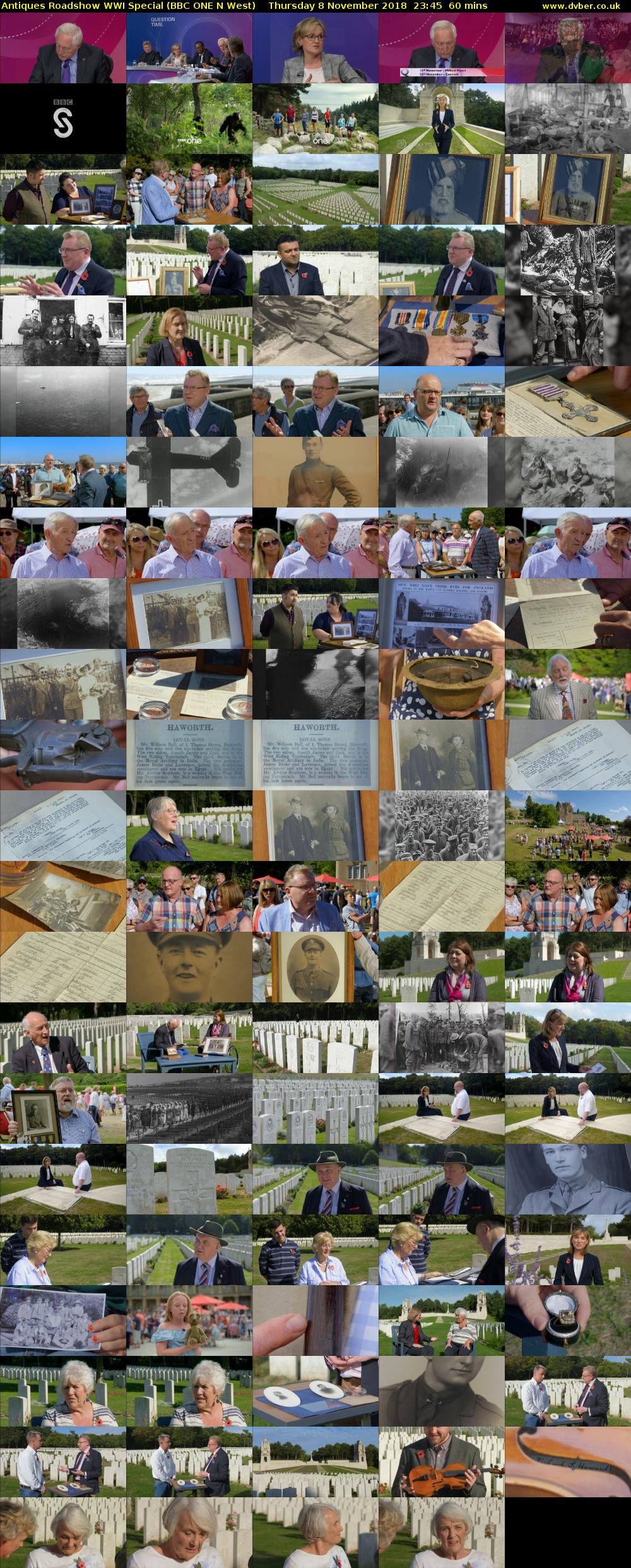 Antiques Roadshow WWI Special (BBC ONE N West) Thursday 8 November 2018 23:45 - 00:45