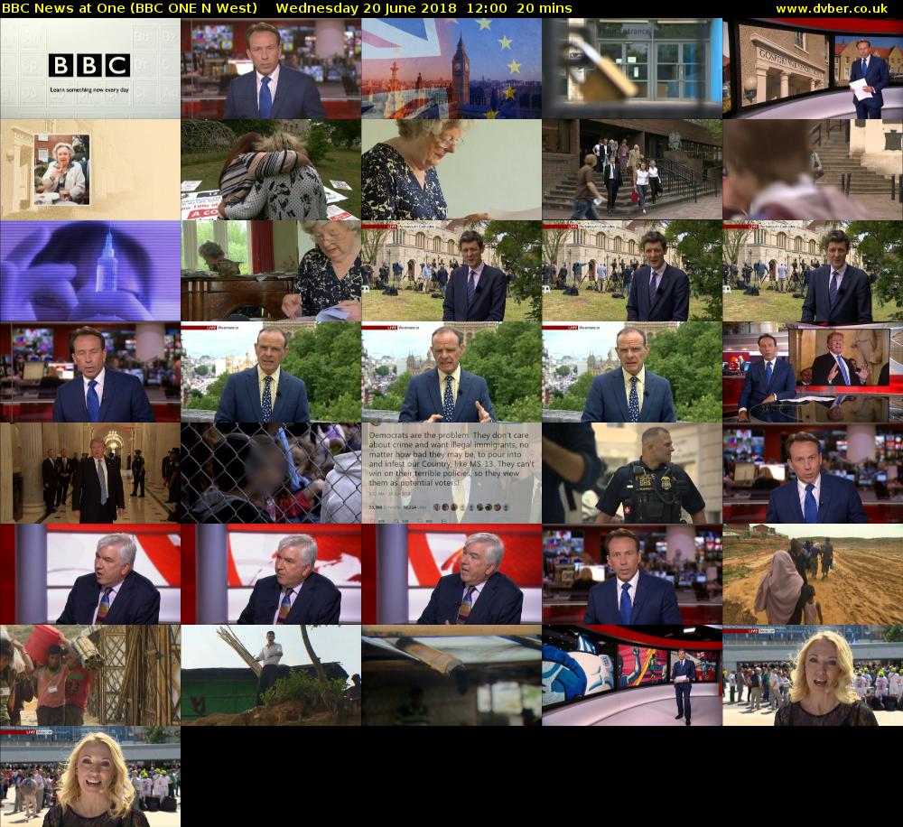 BBC News at One (BBC ONE N West) Wednesday 20 June 2018 12:00 - 12:20