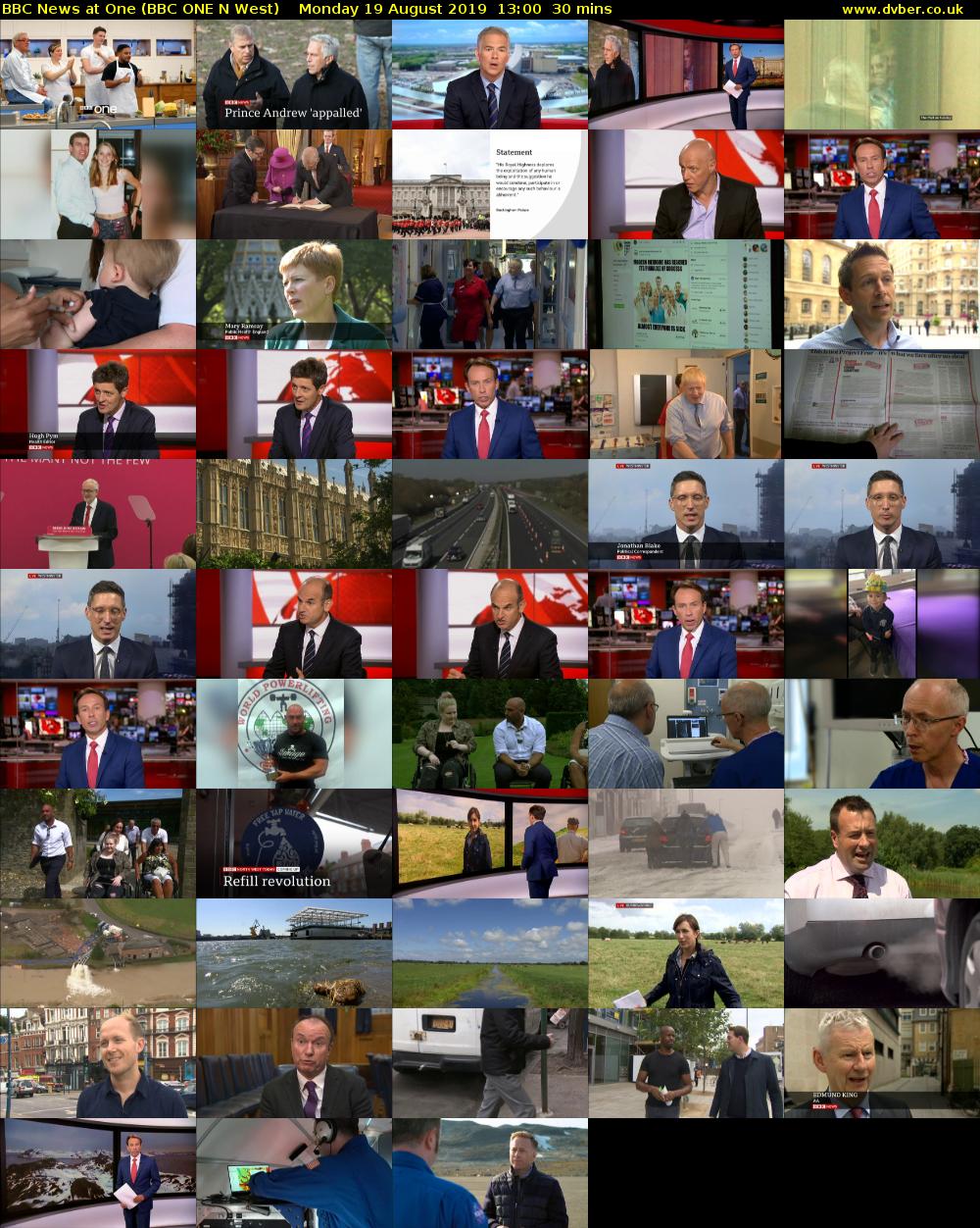 BBC News at One (BBC ONE N West) Monday 19 August 2019 13:00 - 13:30