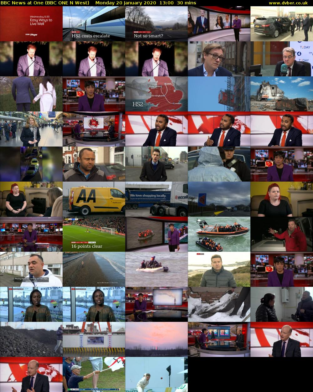 BBC News at One (BBC ONE N West) Monday 20 January 2020 13:00 - 13:30
