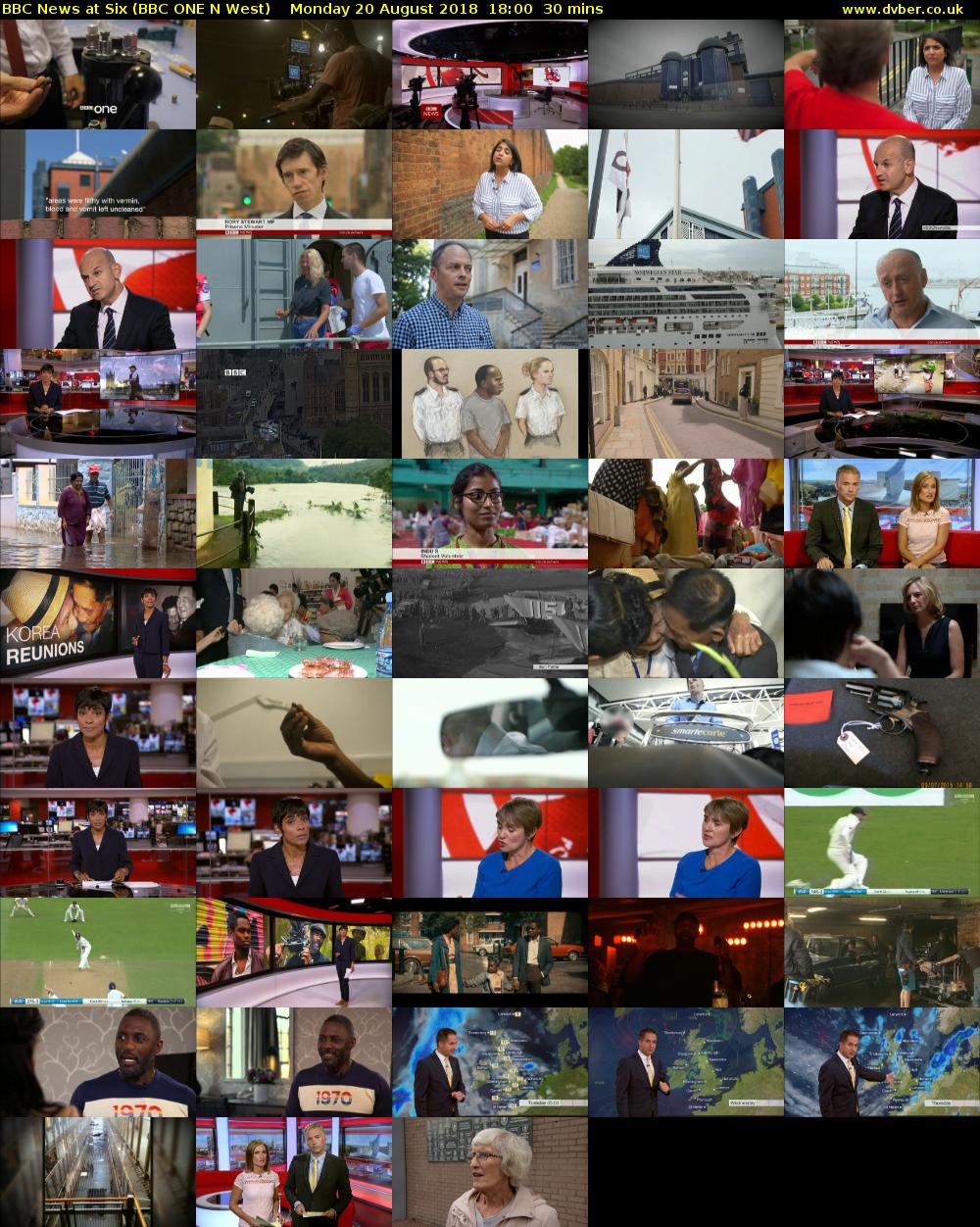 BBC News at Six (BBC ONE N West) Monday 20 August 2018 18:00 - 18:30