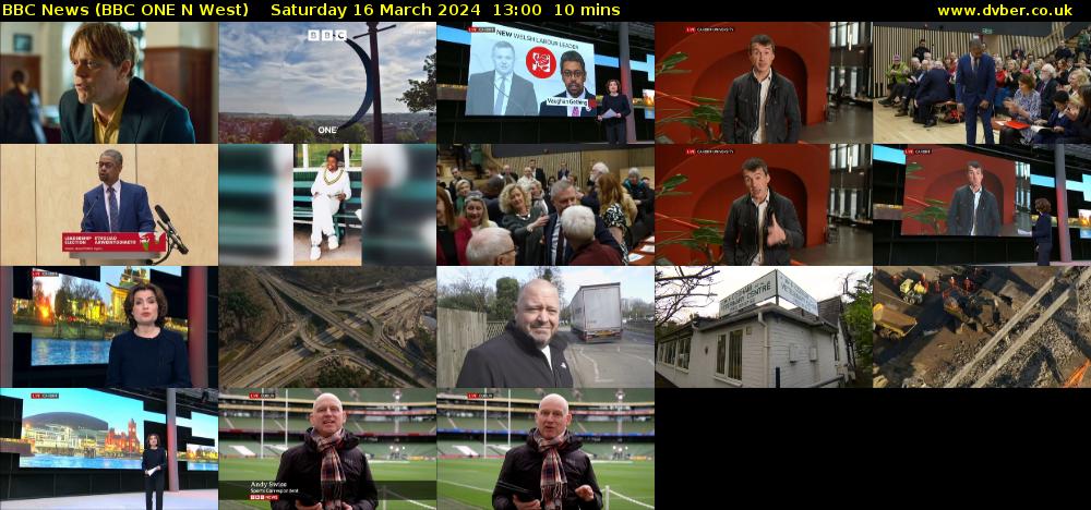 BBC News (BBC ONE N West) Saturday 16 March 2024 13:00 - 13:10