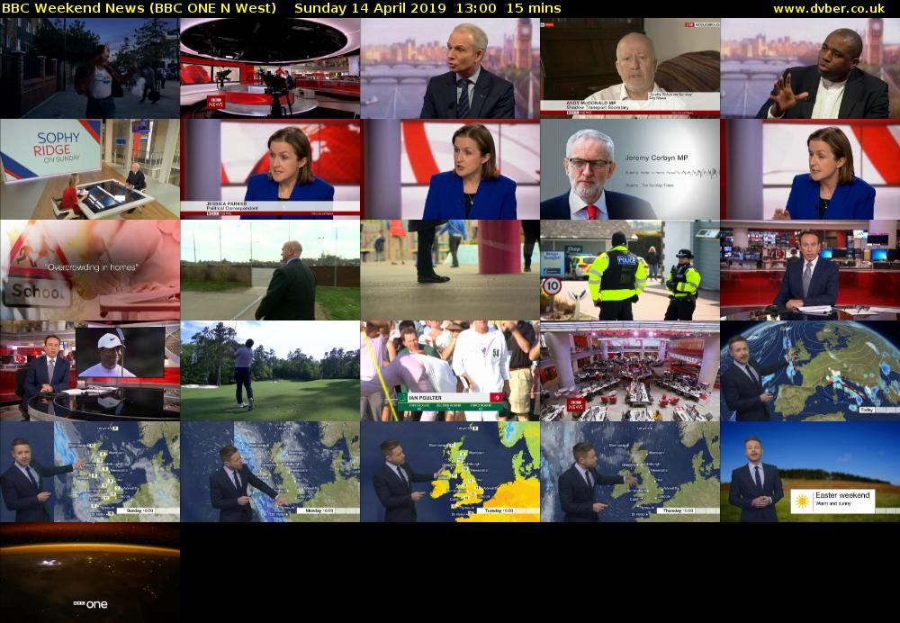 BBC Weekend News (BBC ONE N West) Sunday 14 April 2019 13:00 - 13:15