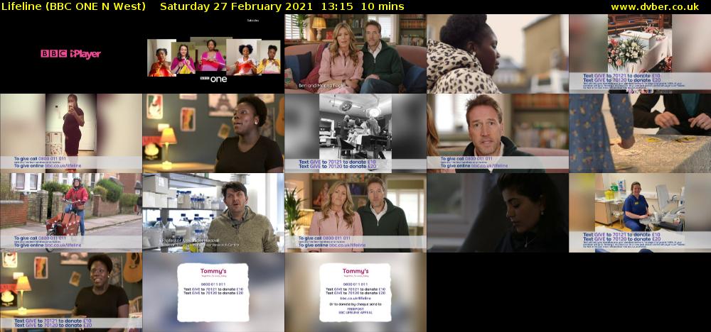 Lifeline (BBC ONE N West) Saturday 27 February 2021 13:15 - 13:25