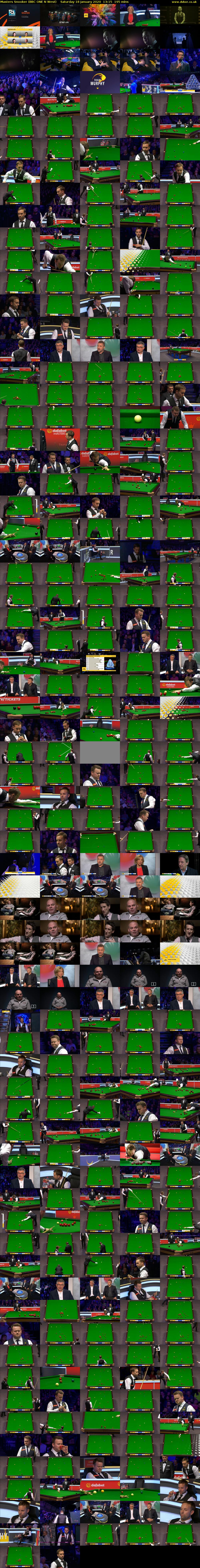Masters Snooker (BBC ONE N West) Saturday 18 January 2020 13:15 - 16:30