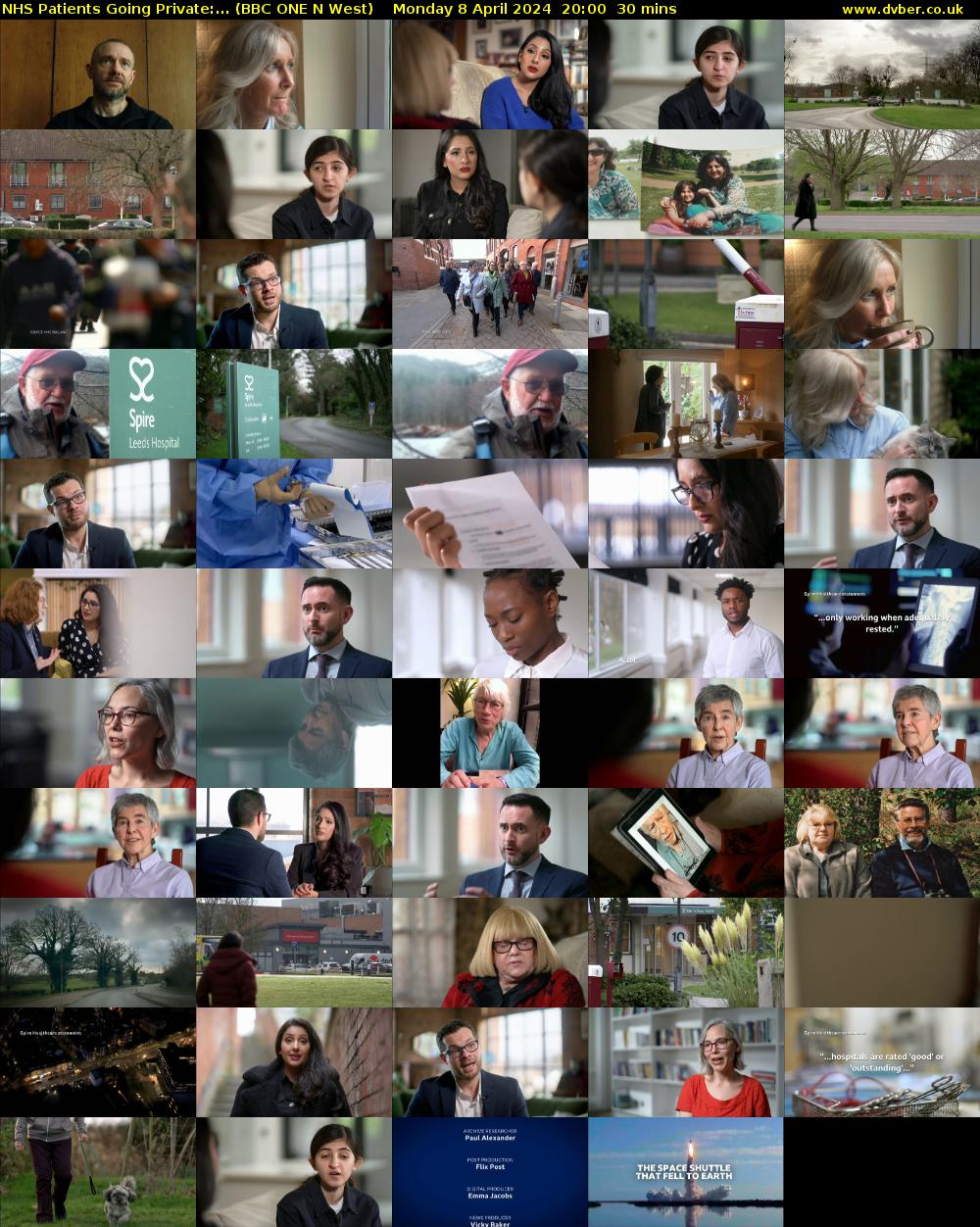 NHS Patients Going Private:... (BBC ONE N West) Monday 8 April 2024 20:00 - 20:30