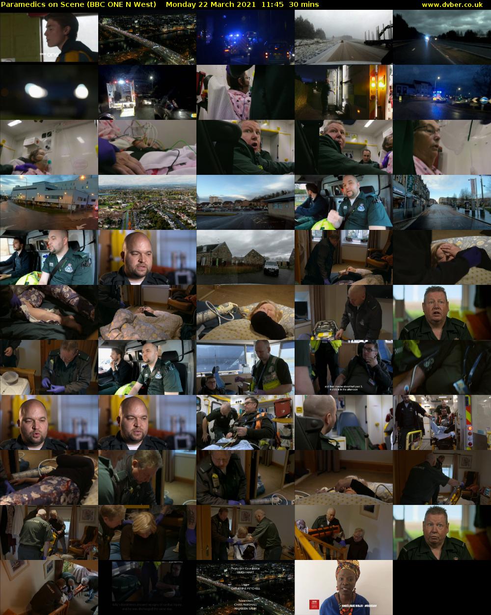 Paramedics on Scene (BBC ONE N West) Monday 22 March 2021 11:45 - 12:15