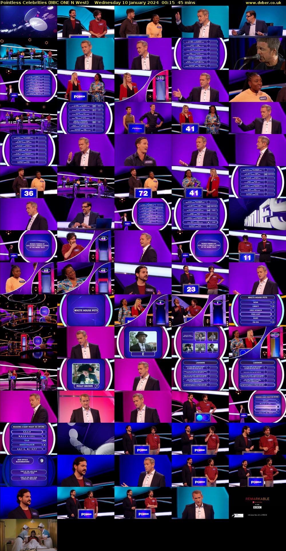 Pointless Celebrities (BBC ONE N West) Wednesday 10 January 2024 00:15 - 01:00