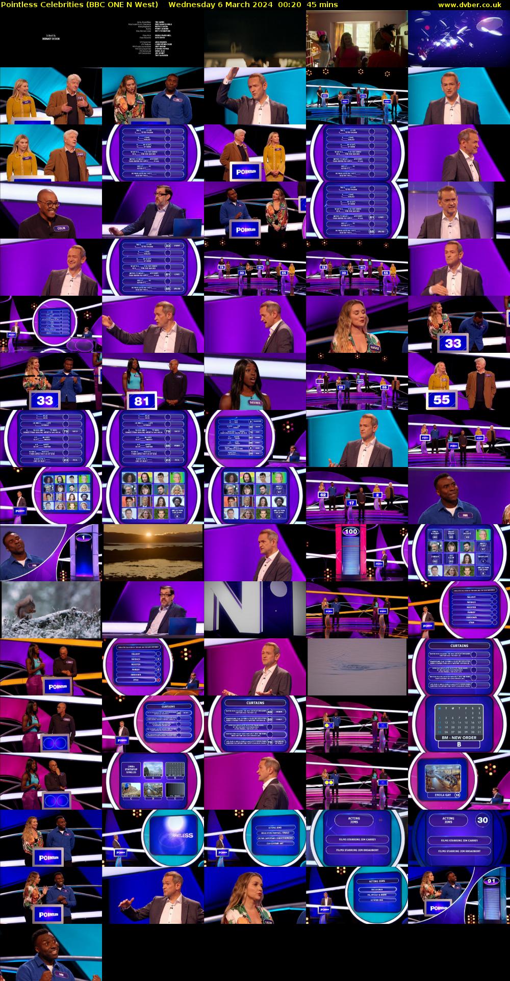 Pointless Celebrities (BBC ONE N West) Wednesday 6 March 2024 00:20 - 01:05