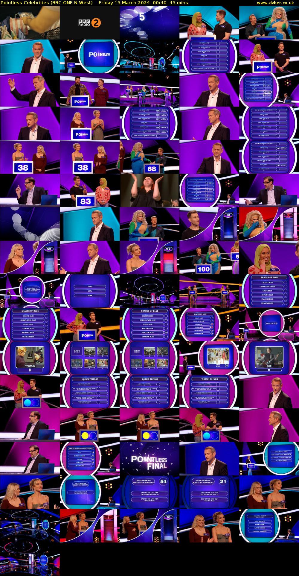 Pointless Celebrities (BBC ONE N West) Friday 15 March 2024 00:40 - 01:25
