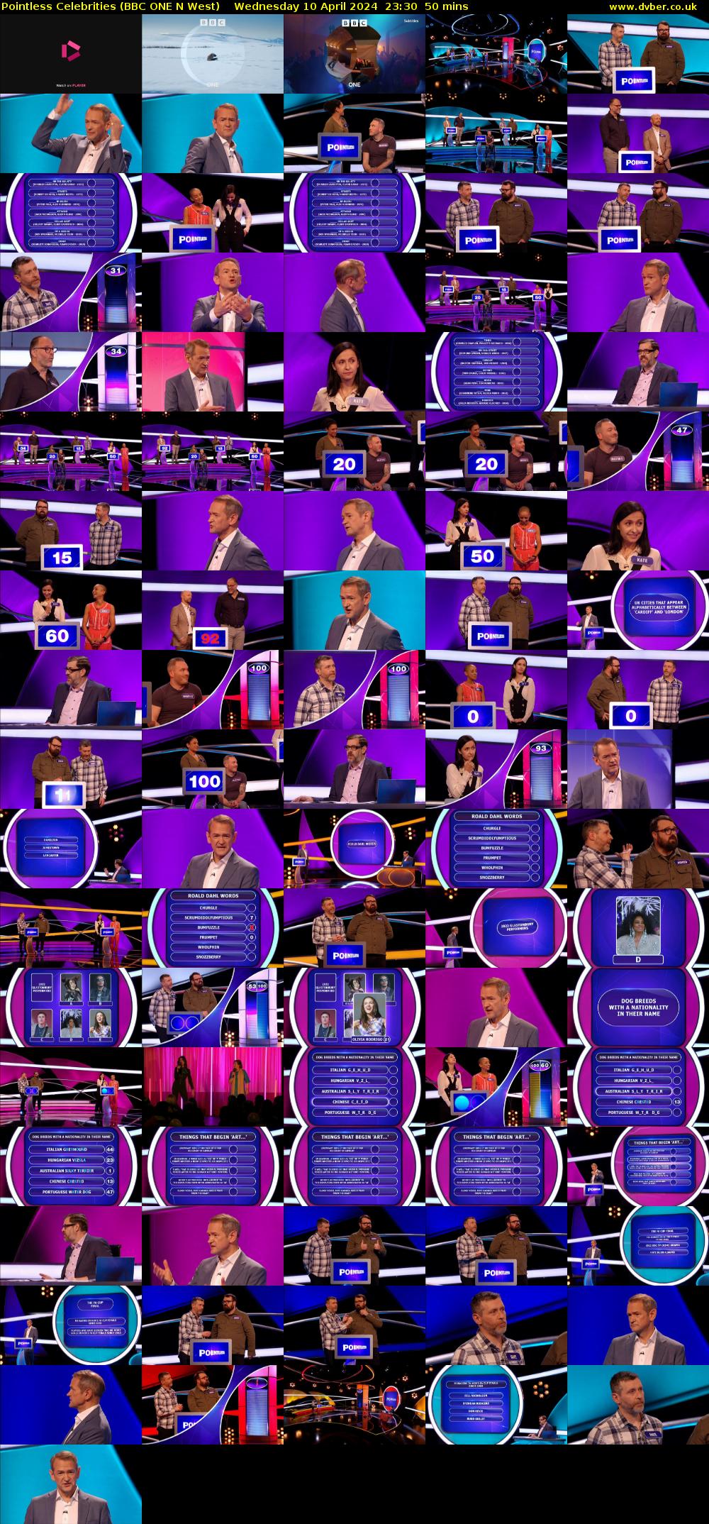 Pointless Celebrities (BBC ONE N West) Wednesday 10 April 2024 23:30 - 00:20