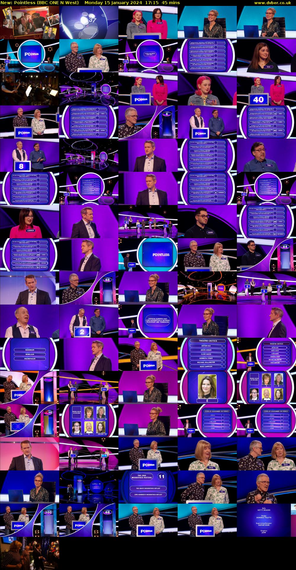 Pointless (BBC ONE N West) Monday 15 January 2024 17:15 - 18:00