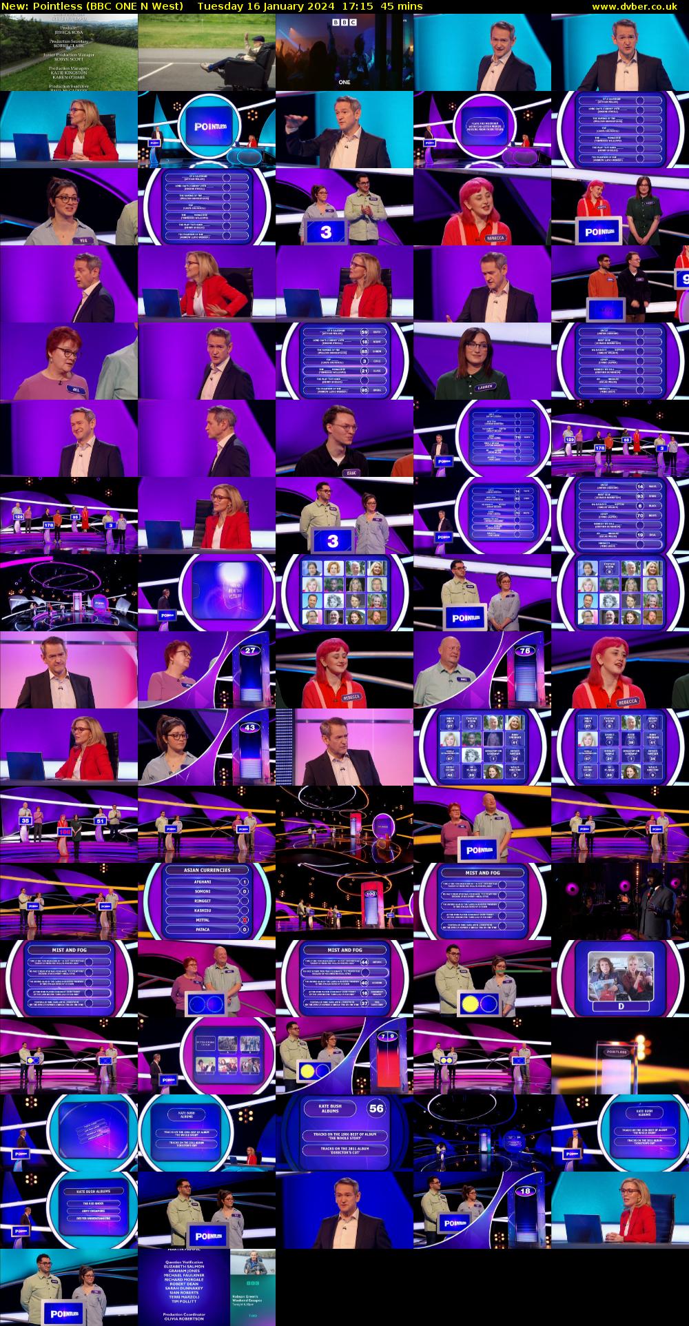 Pointless (BBC ONE N West) Tuesday 16 January 2024 17:15 - 18:00