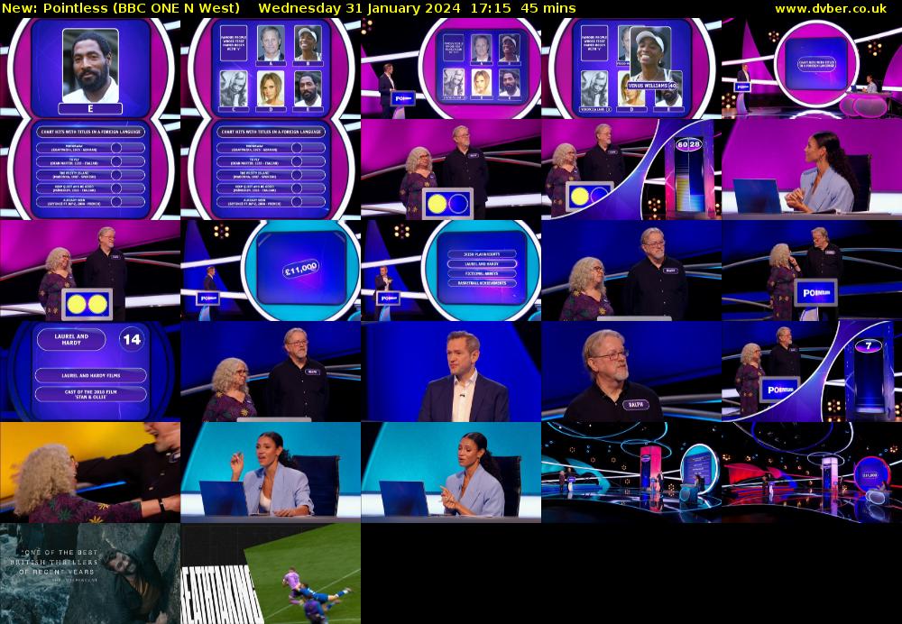Pointless (BBC ONE N West) Wednesday 31 January 2024 17:15 - 18:00