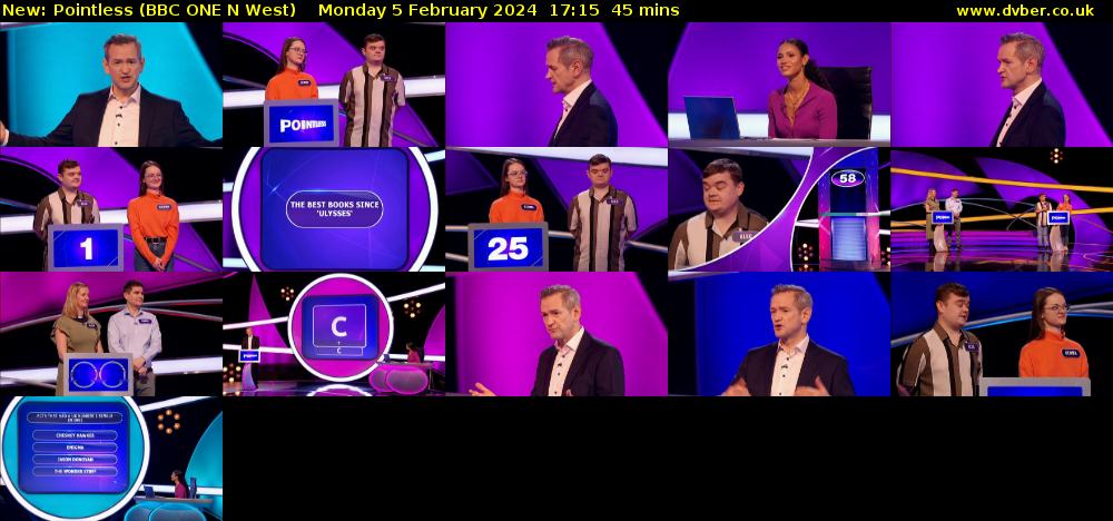 Pointless (BBC ONE N West) Monday 5 February 2024 17:15 - 18:00