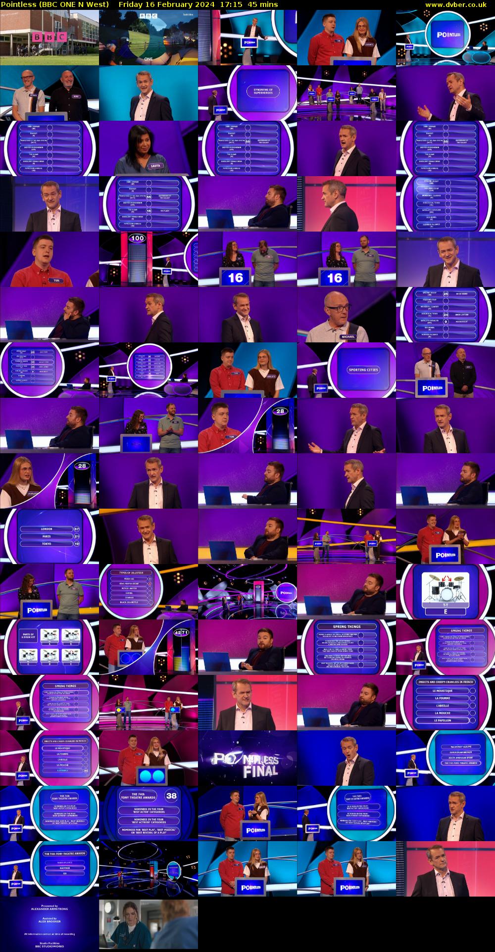 Pointless (BBC ONE N West) Friday 16 February 2024 17:15 - 18:00