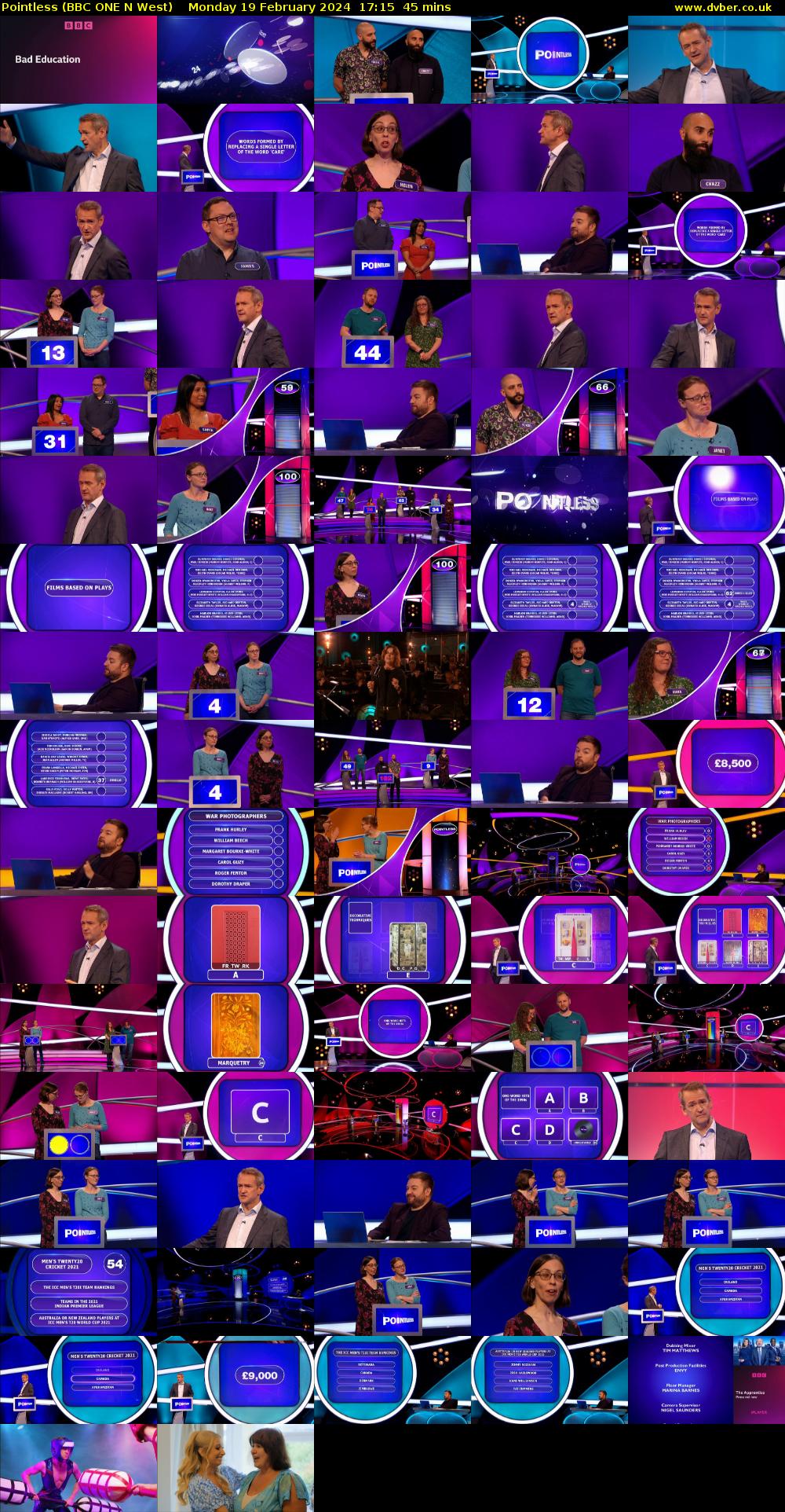 Pointless (BBC ONE N West) Monday 19 February 2024 17:15 - 18:00