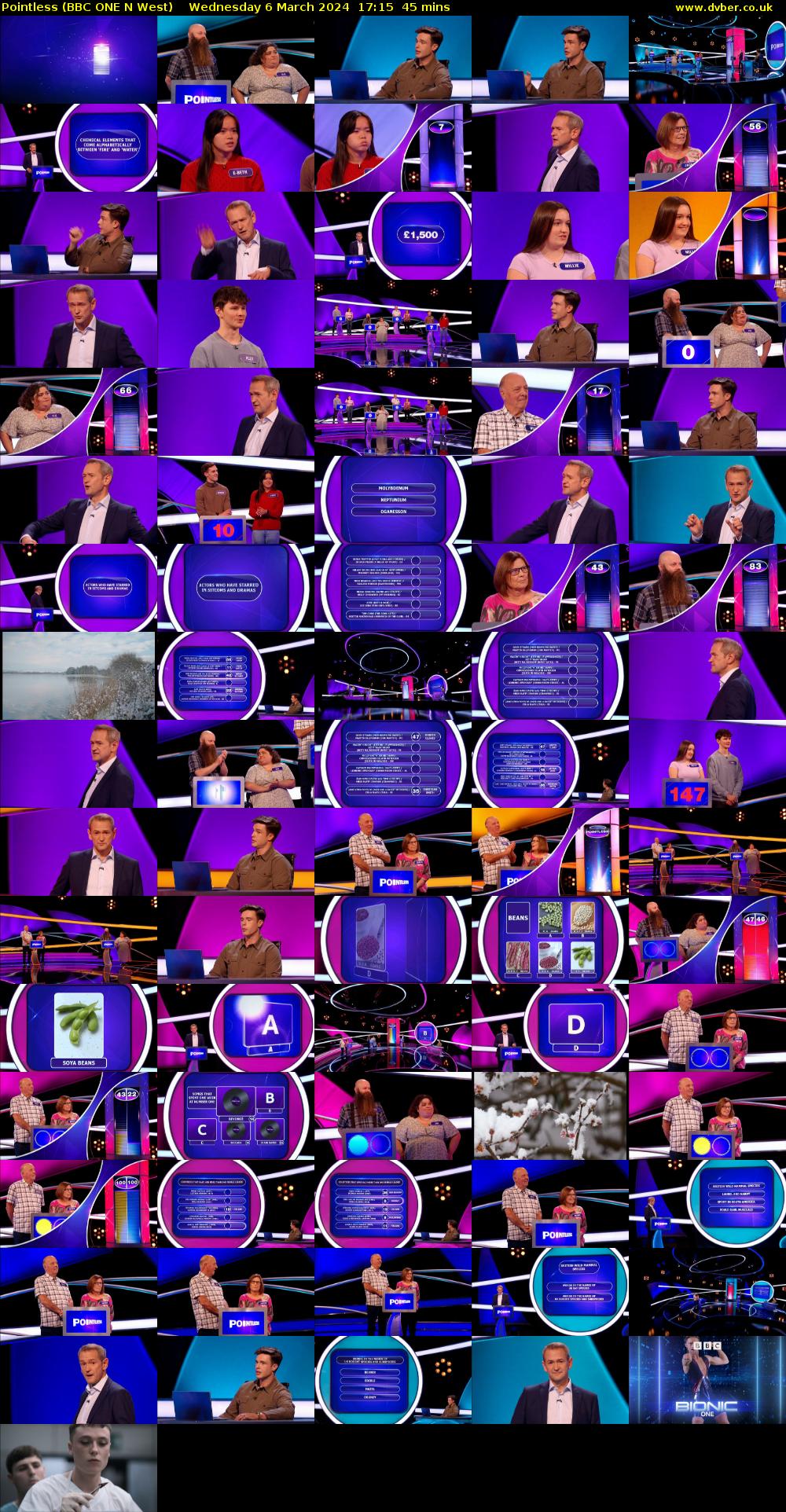Pointless (BBC ONE N West) Wednesday 6 March 2024 17:15 - 18:00