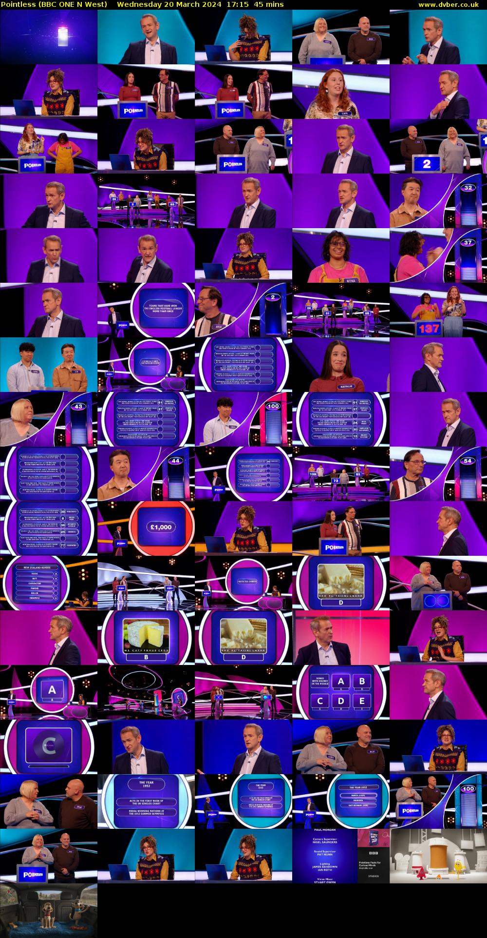 Pointless (BBC ONE N West) Wednesday 20 March 2024 17:15 - 18:00