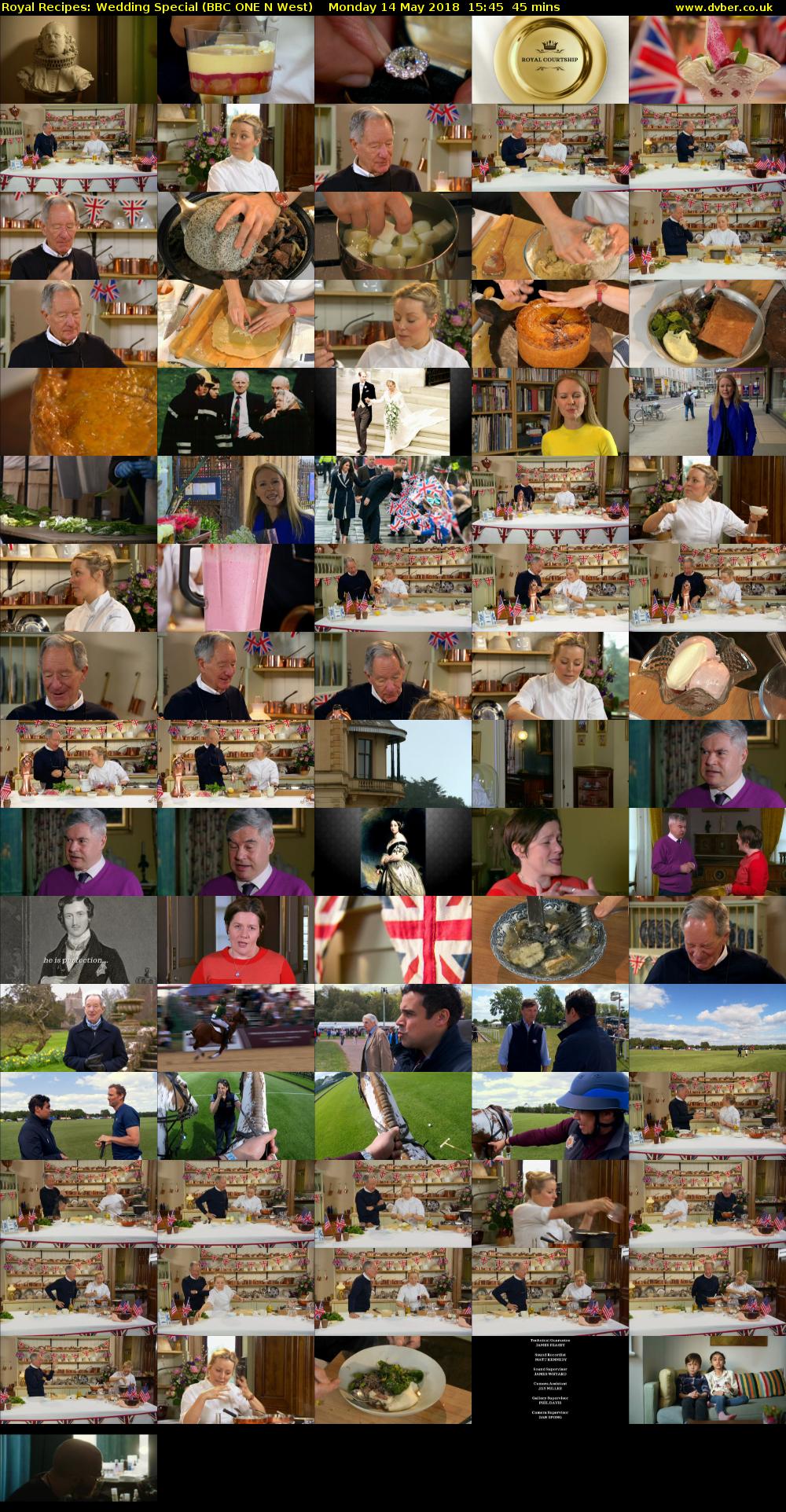 Royal Recipes: Wedding Special (BBC ONE N West) Monday 14 May 2018 15:45 - 16:30
