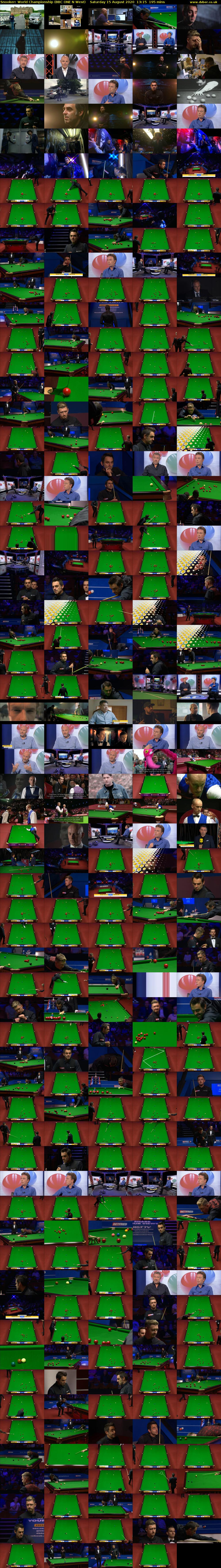 Snooker: World Championship (BBC ONE N West) Saturday 15 August 2020 13:15 - 16:30