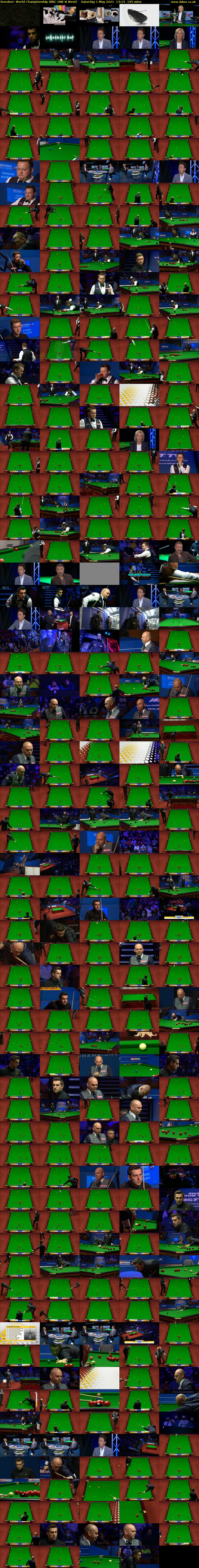 Snooker: World Championship (BBC ONE N West) Saturday 1 May 2021 13:15 - 16:30