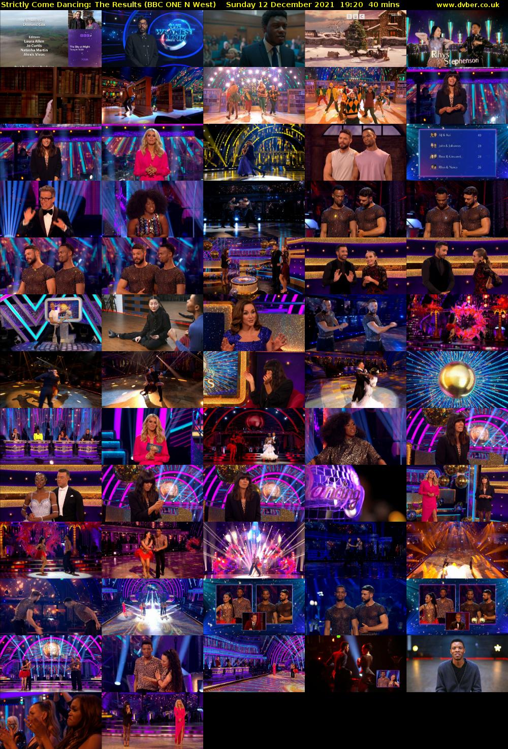 Strictly Come Dancing: The Results (BBC ONE N West) Sunday 12 December 2021 19:20 - 20:00