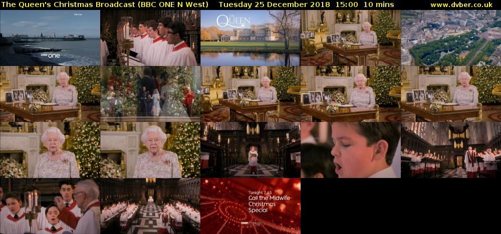 The Queen's Christmas Broadcast (BBC ONE N West) Tuesday 25 December 2018 15:00 - 15:10