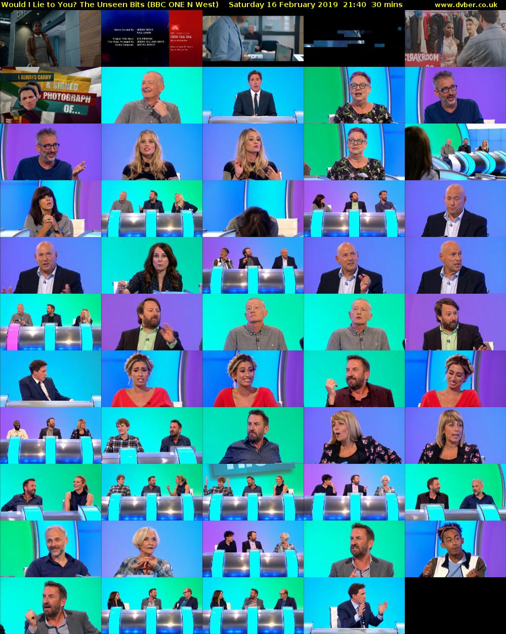 Would I Lie to You? The Unseen Bits (BBC ONE N West) Saturday 16 February 2019 21:40 - 22:10